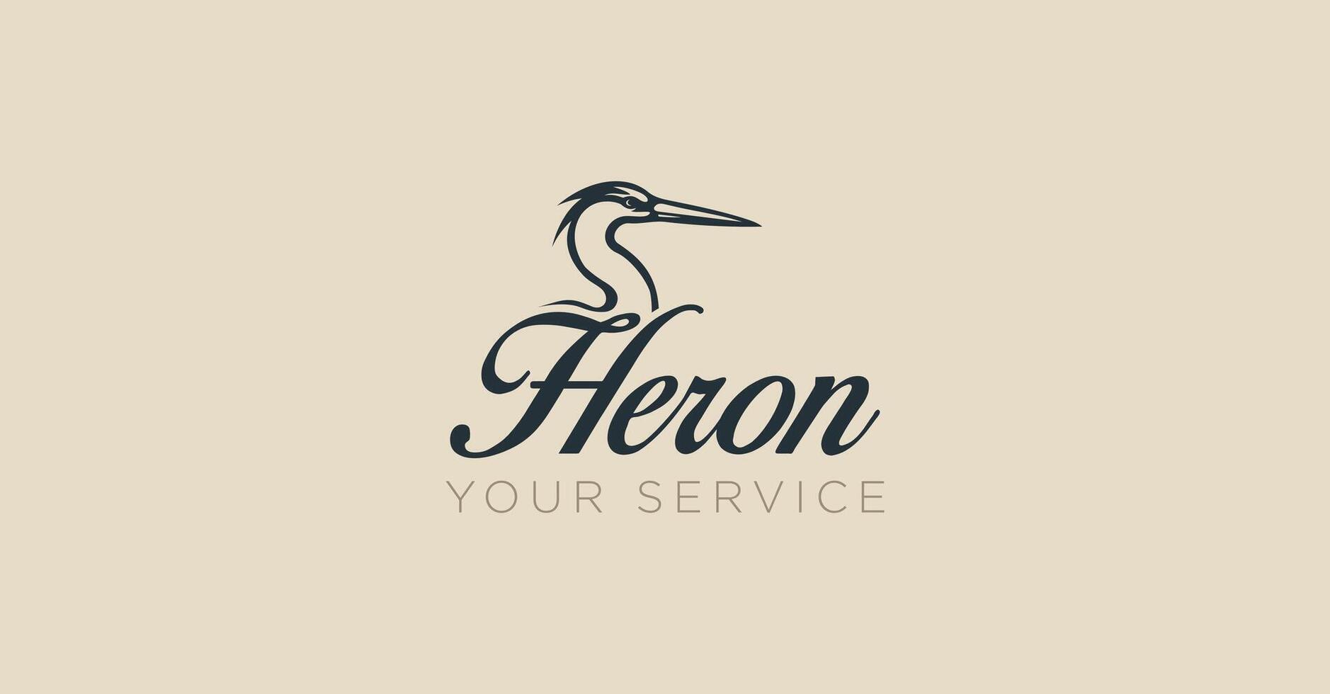 Heron egret typography logo design vector
