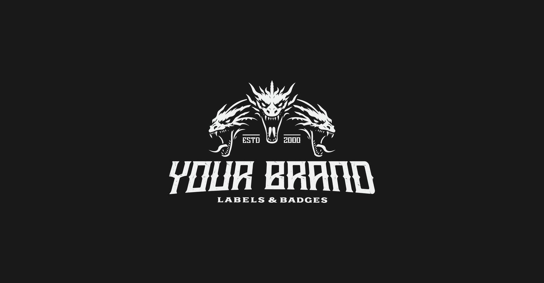 Three head dragon hydra logo vector