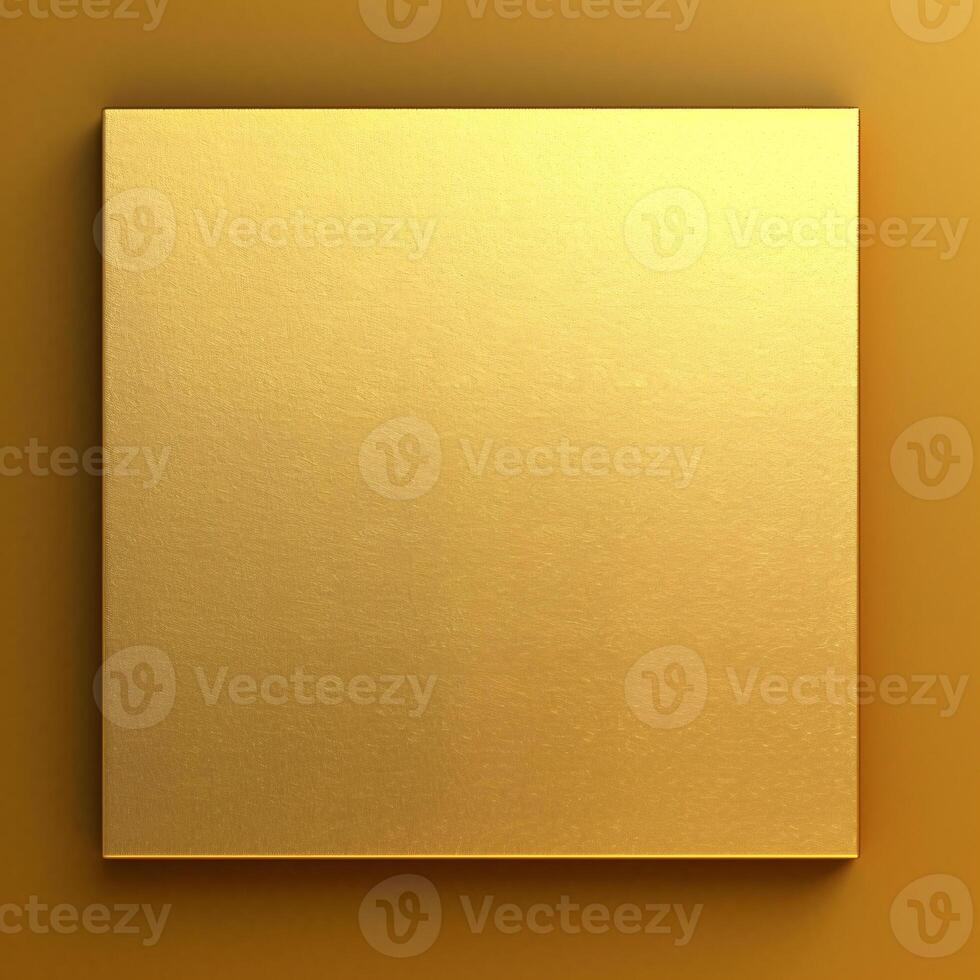 Gold podium stand flat lay background. Luxury gold geometric element stage close-up top view background. Minimal display podium mockup template for products and advertising design. photo