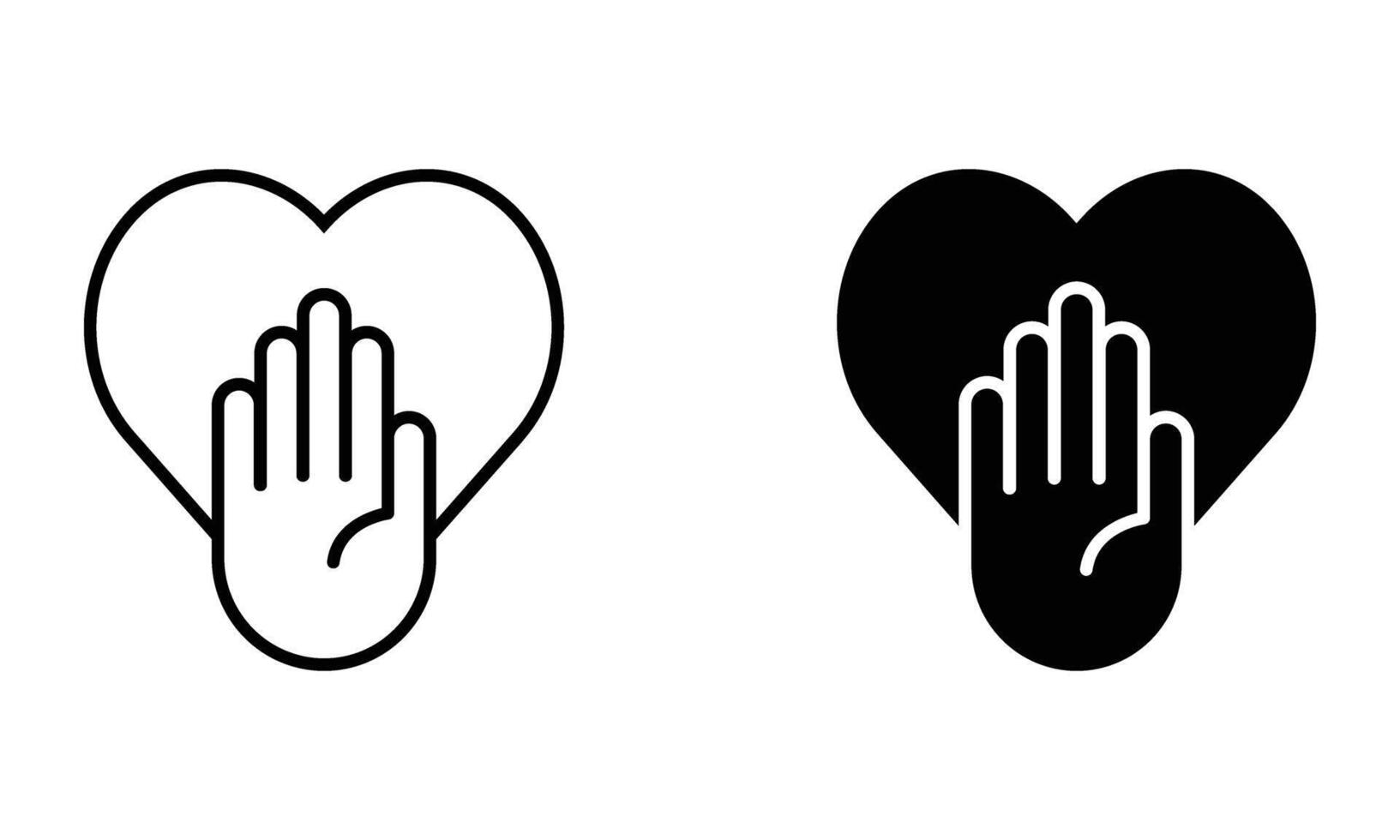 hand palm with heart icon vector