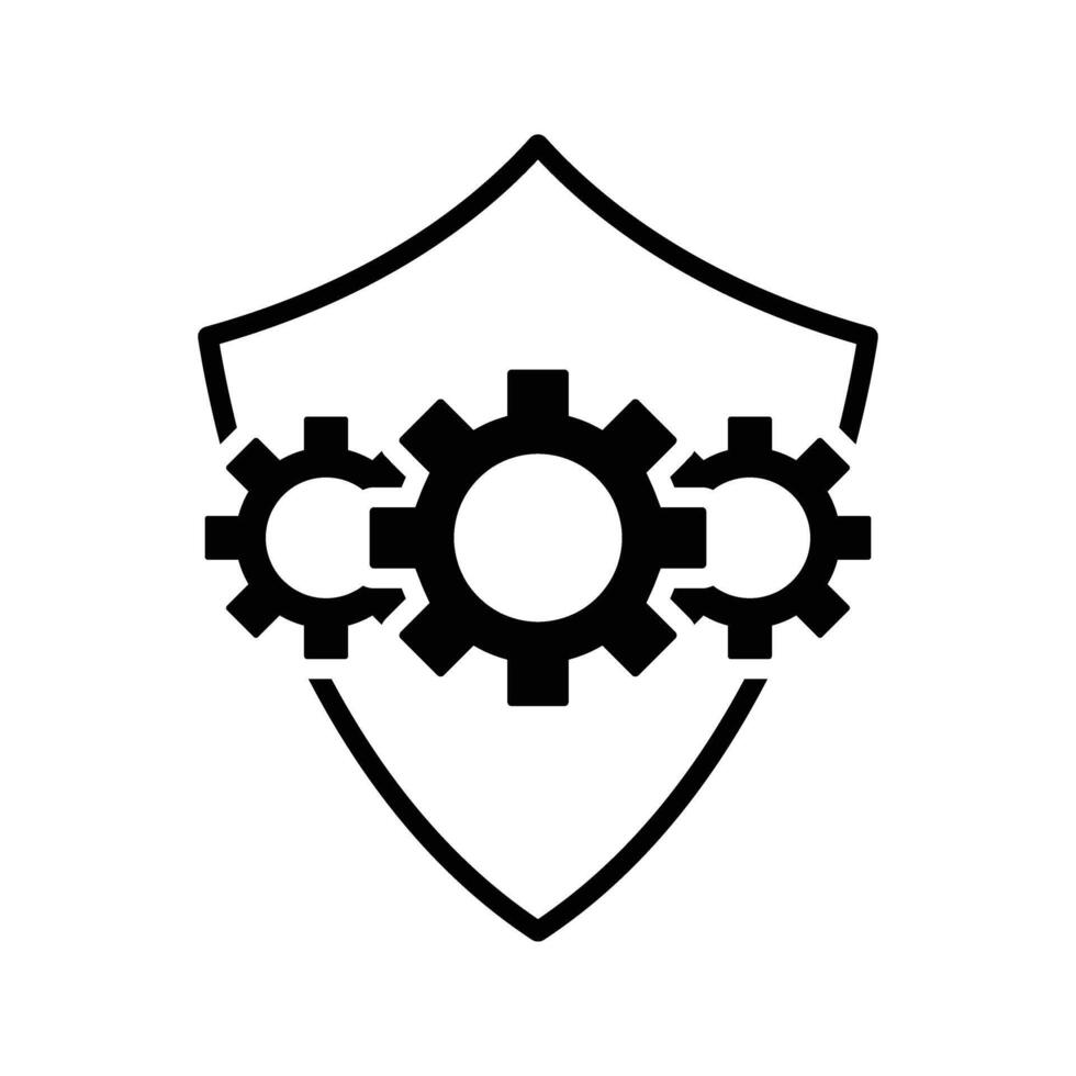 shield and cogwheel gears icon vector