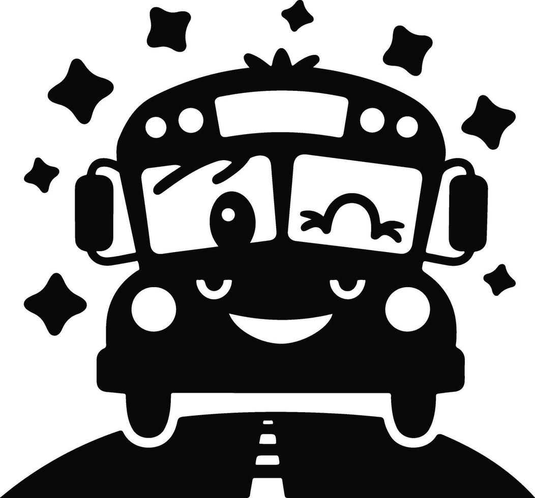 School Bus Silhouette Illustration Icon Design vector