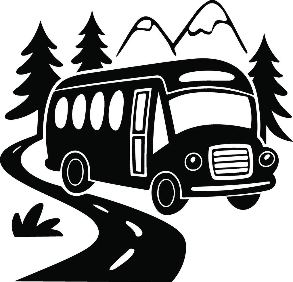 School Bus Silhouette Illustration Design vector