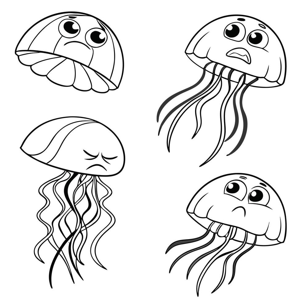 Graceful Jellyfish Line Art Minimalist Illustration vector