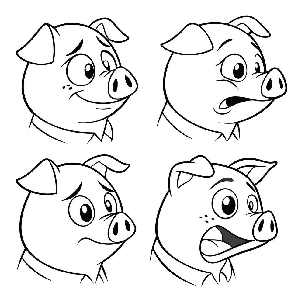 Black Silhouette of a Cute Pig Standing in Profile on a White Background vector