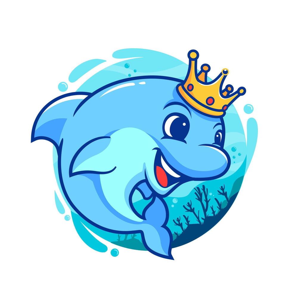 The Cute King of Ocean Dolphins vector