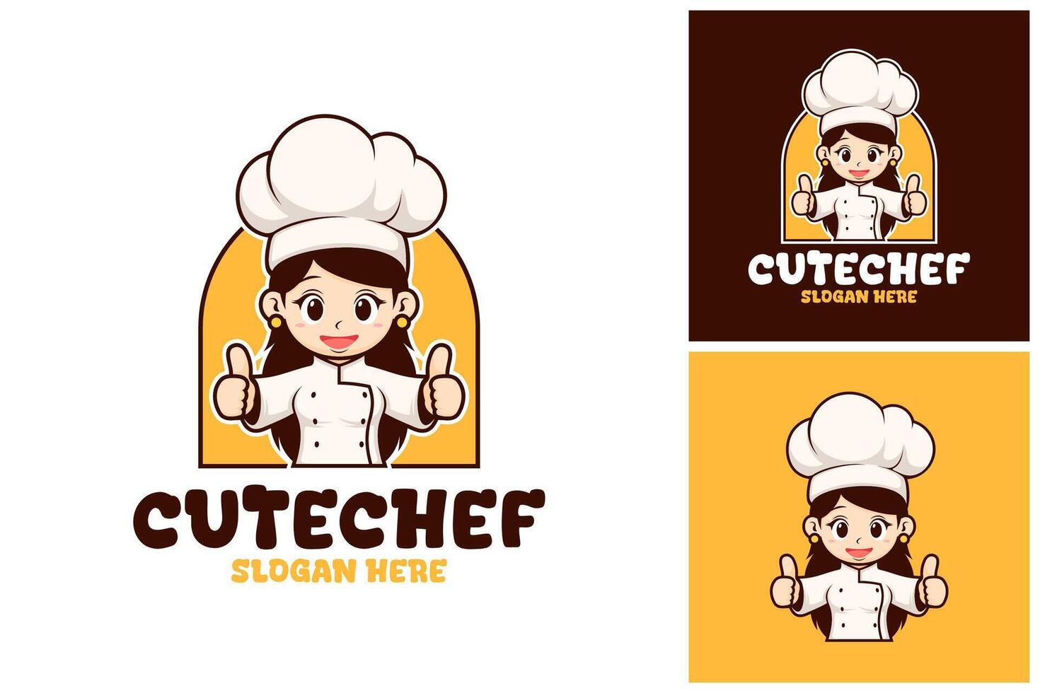 Cute Chef Cartoon Logo with Thumb Up vector