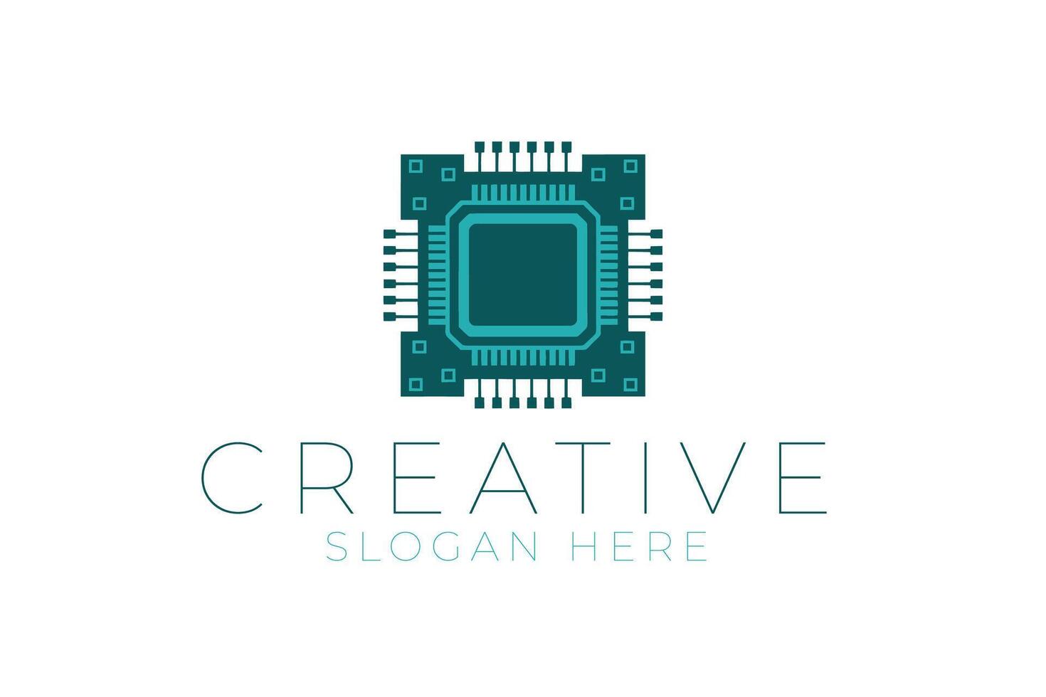Modern Tech Microchip Teal Green icon data clean symbol future system vector