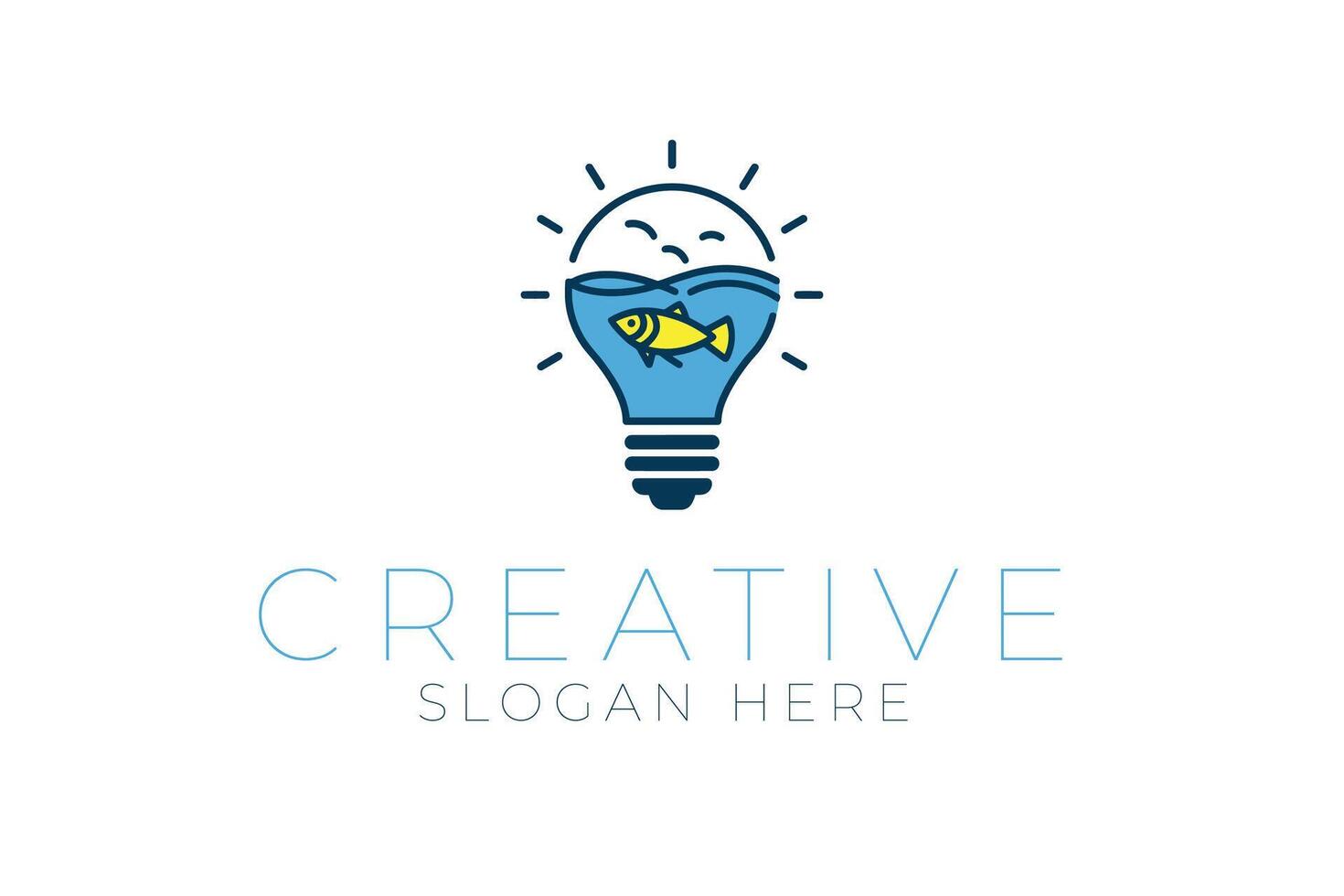 Innovative Aquatic Idea Lightbulb Inspiration art fish blue icon line water vector