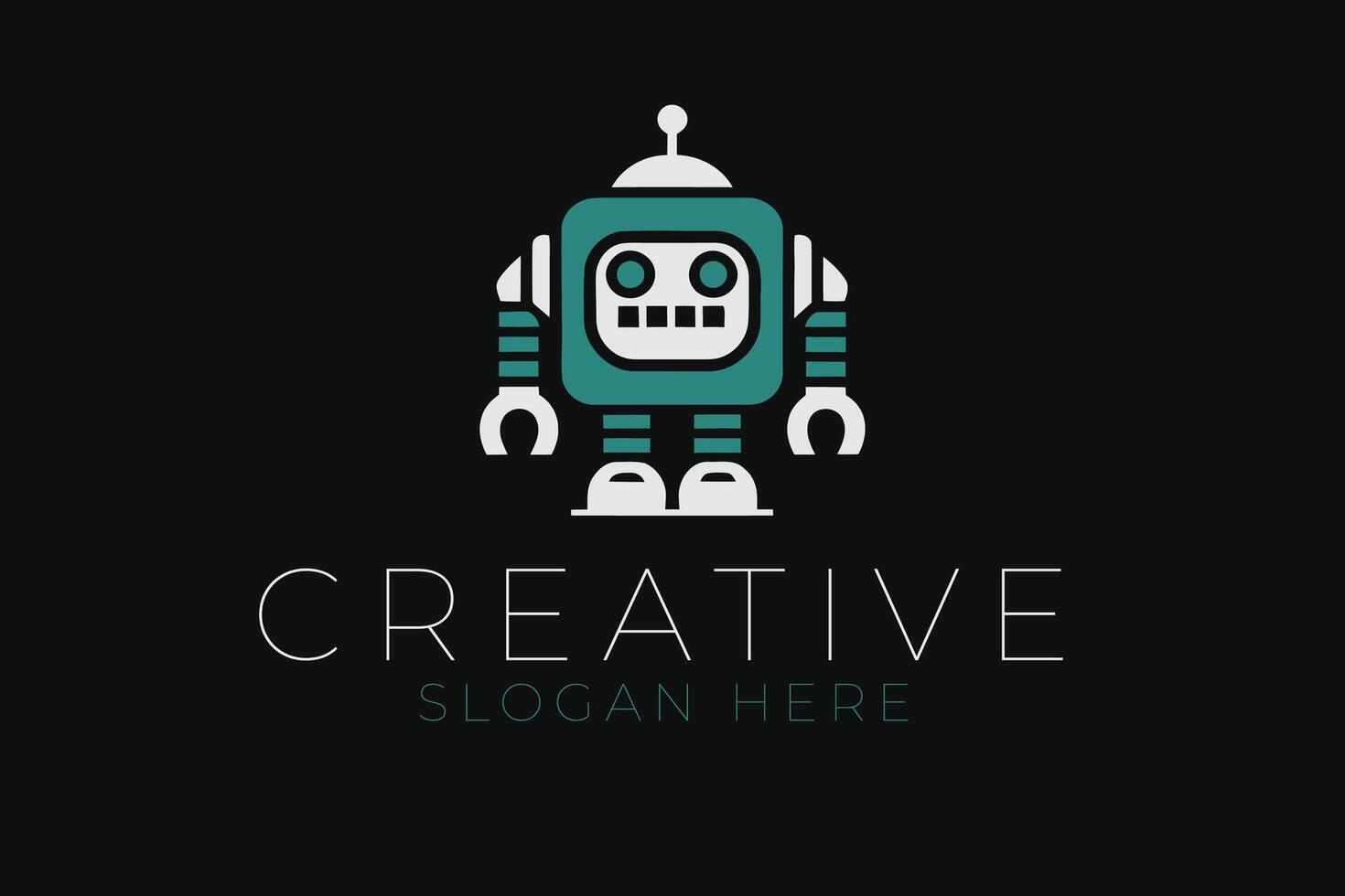 Friendly Teal Robot Modern Creative Icon web app kid cute tech game child vector