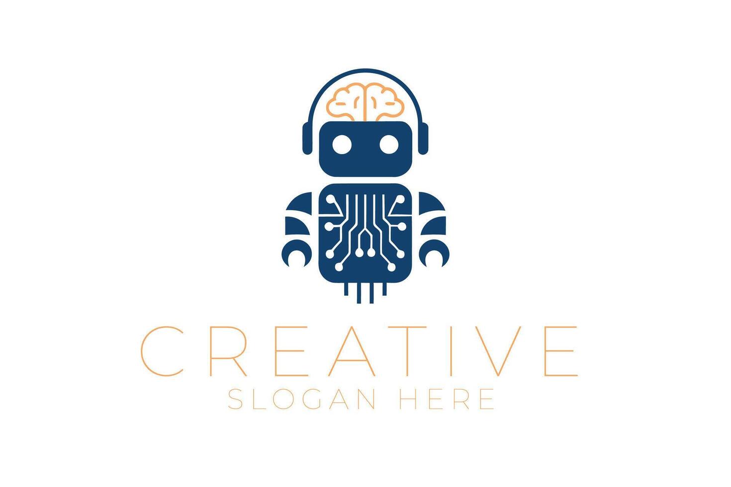 Modern AI Robot Technology Innovation icon blue data brain smart future symbol vector