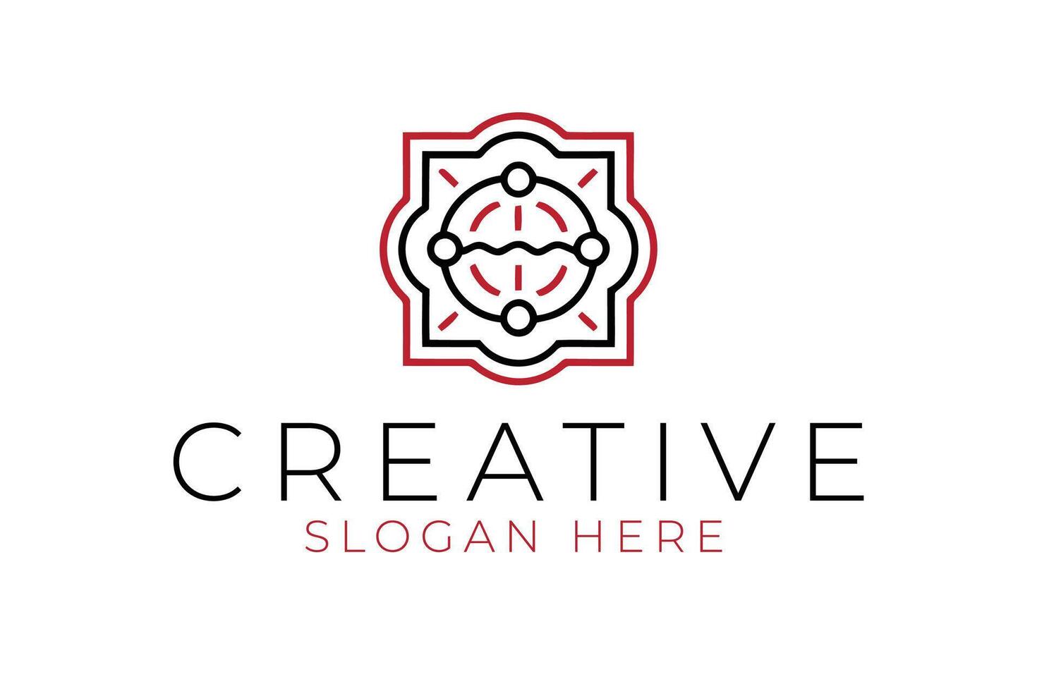 Elegant Red Black Abstract Global Creative art icon style image lines shape vector