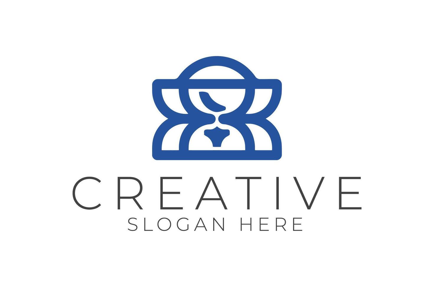 Modern Blue Hourglass Creative Minimalist Branding Elegant Abstract Symbol art vector