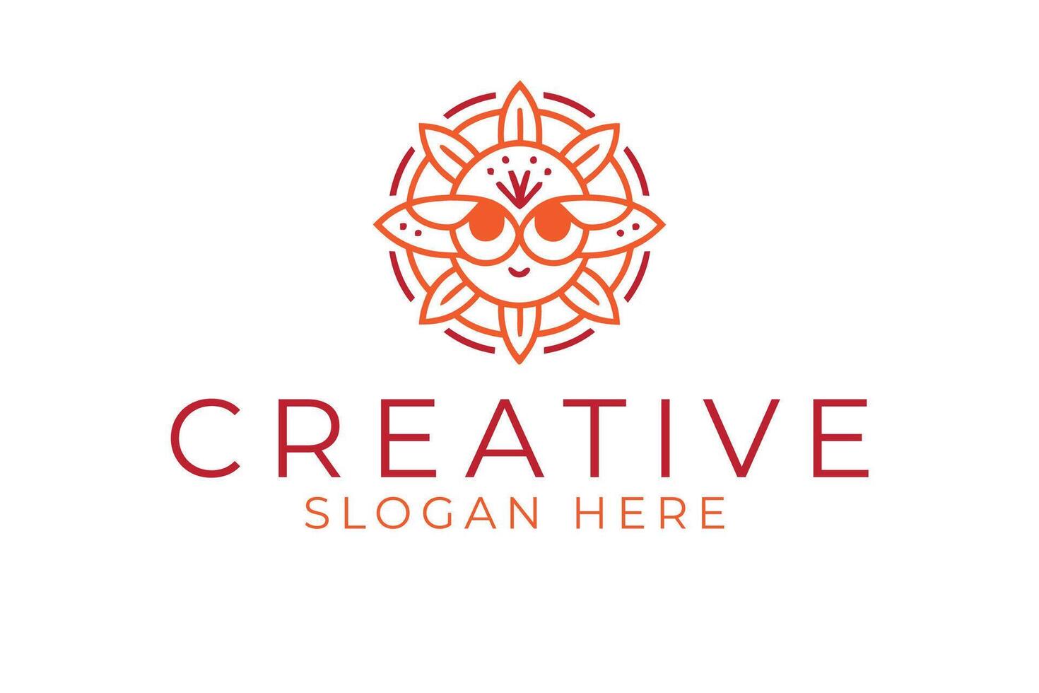 Adorable Sun Floral Cute Orange Red art zen icon line flat warm yoga happy vector