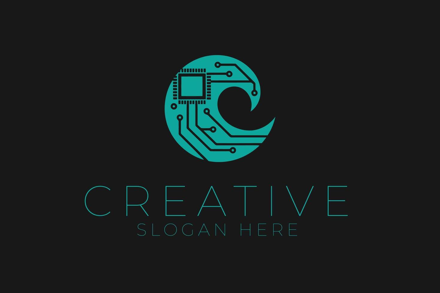 Abstract Tech Teal Circuit Board Wave blue data icon green style clean shape vector