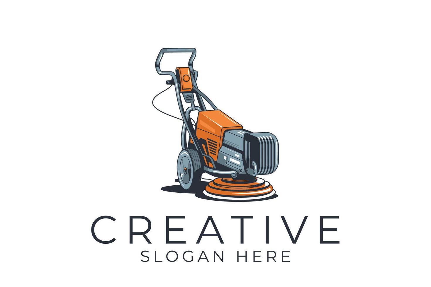 Floor Polishing Machine Orange tool grey icon work tool vector