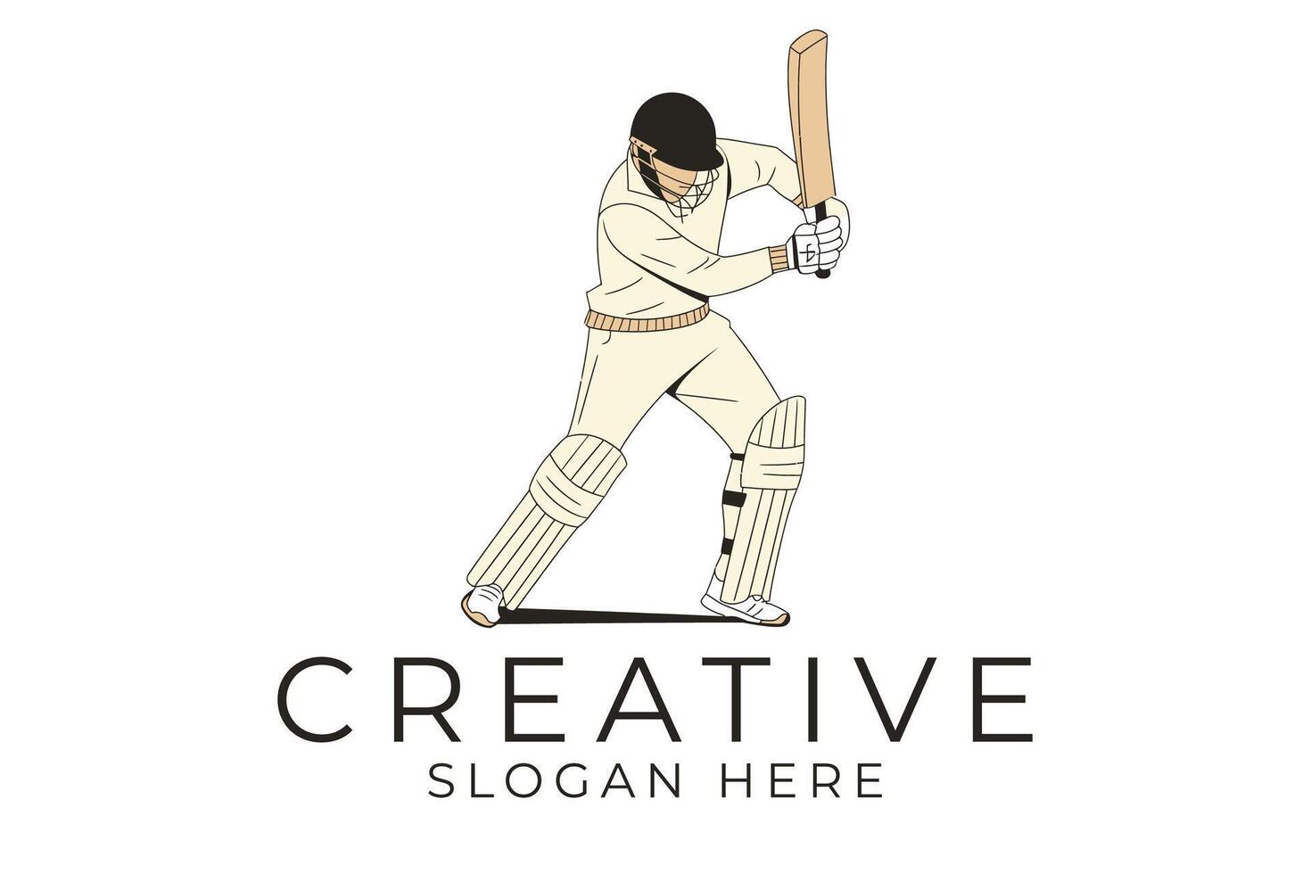 Stylish Cricket Player Action Pose hit game ball icon team swing vector