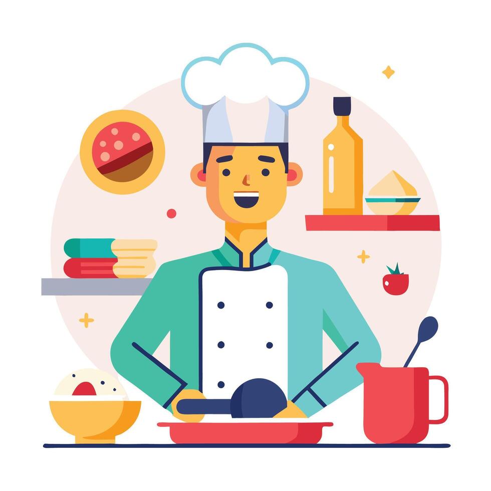 a man making Healthy Cooking at Home vector