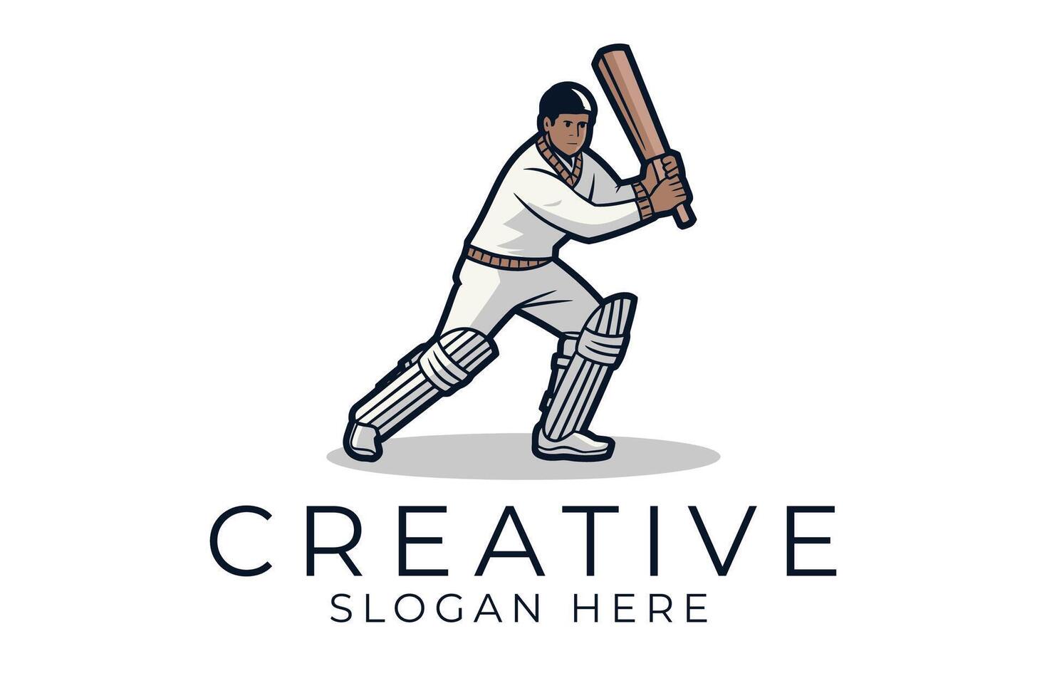 Powerful Cricket Batsman Action Pose game team ball legs icon sport match vector