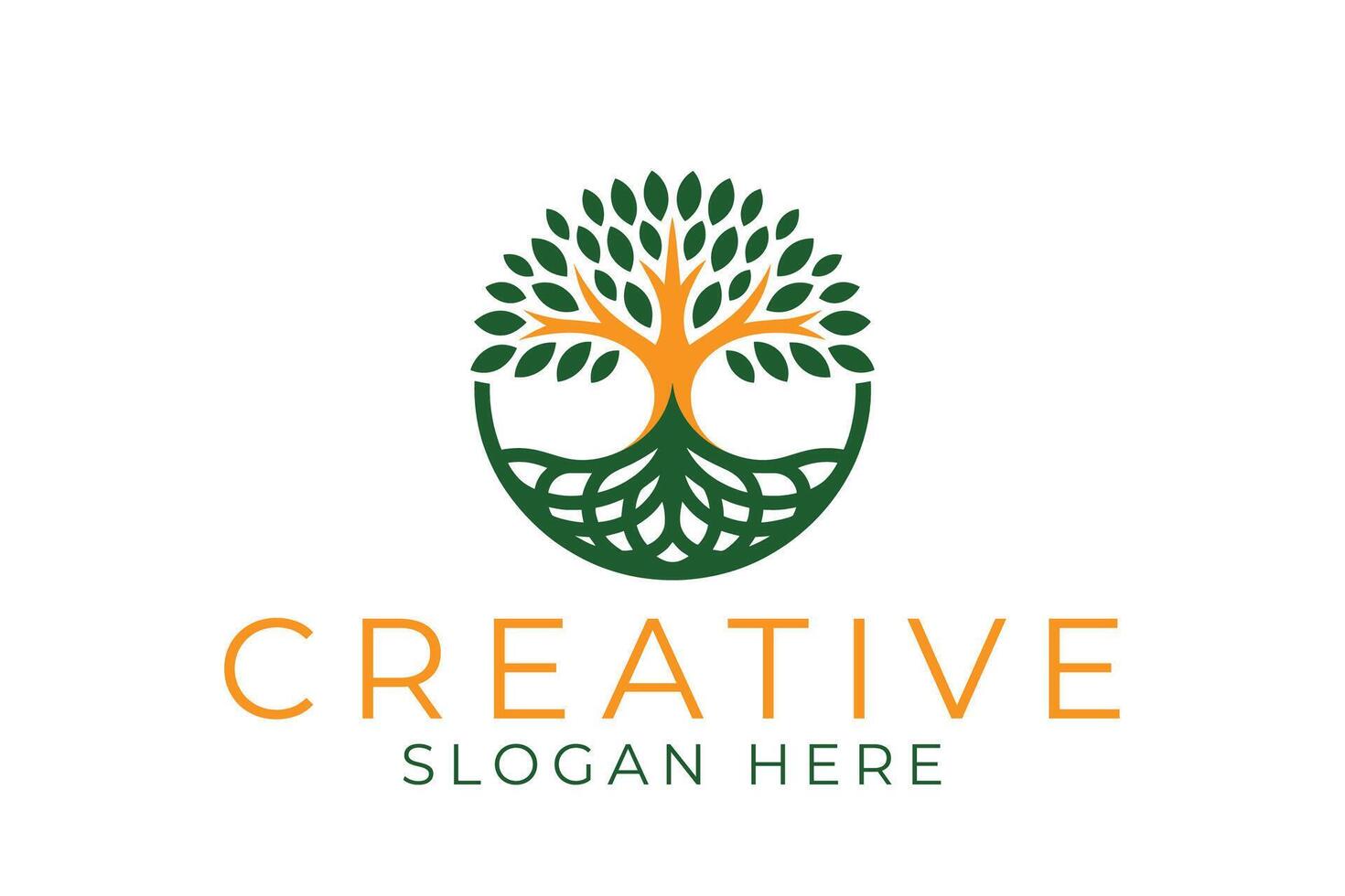 Elegant Green Tree of Life leaf root icon gold roots image vector