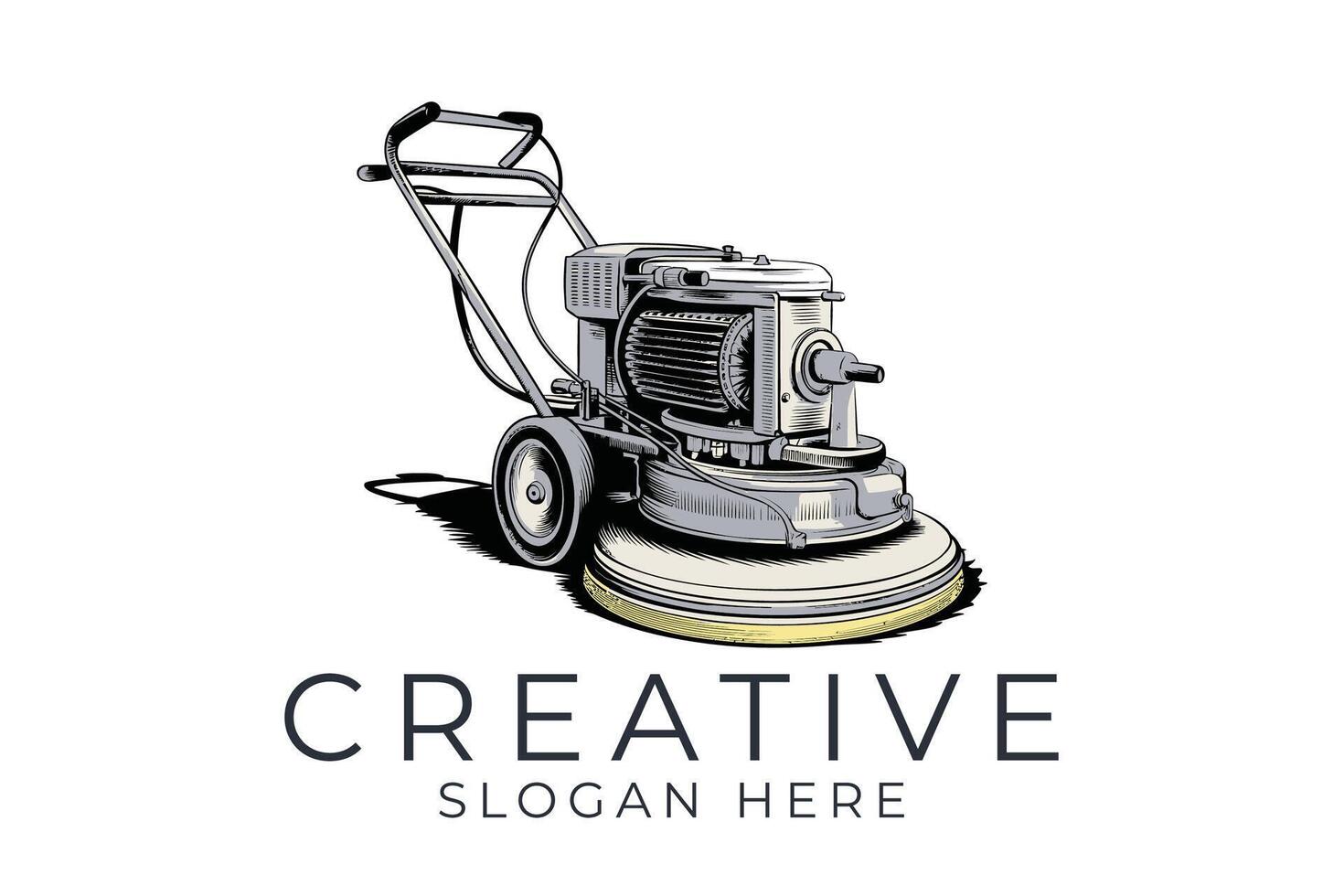 High Quality Floor Polishing Machine job tool grey tool work icon retro vector