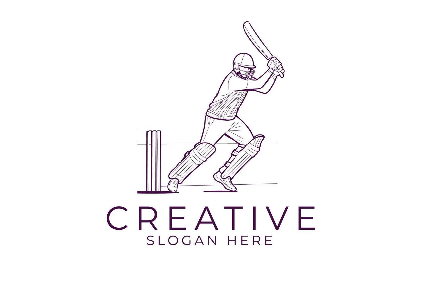 Dynamic Cricket Player Action Sketch Graphic art game ball line icon vector