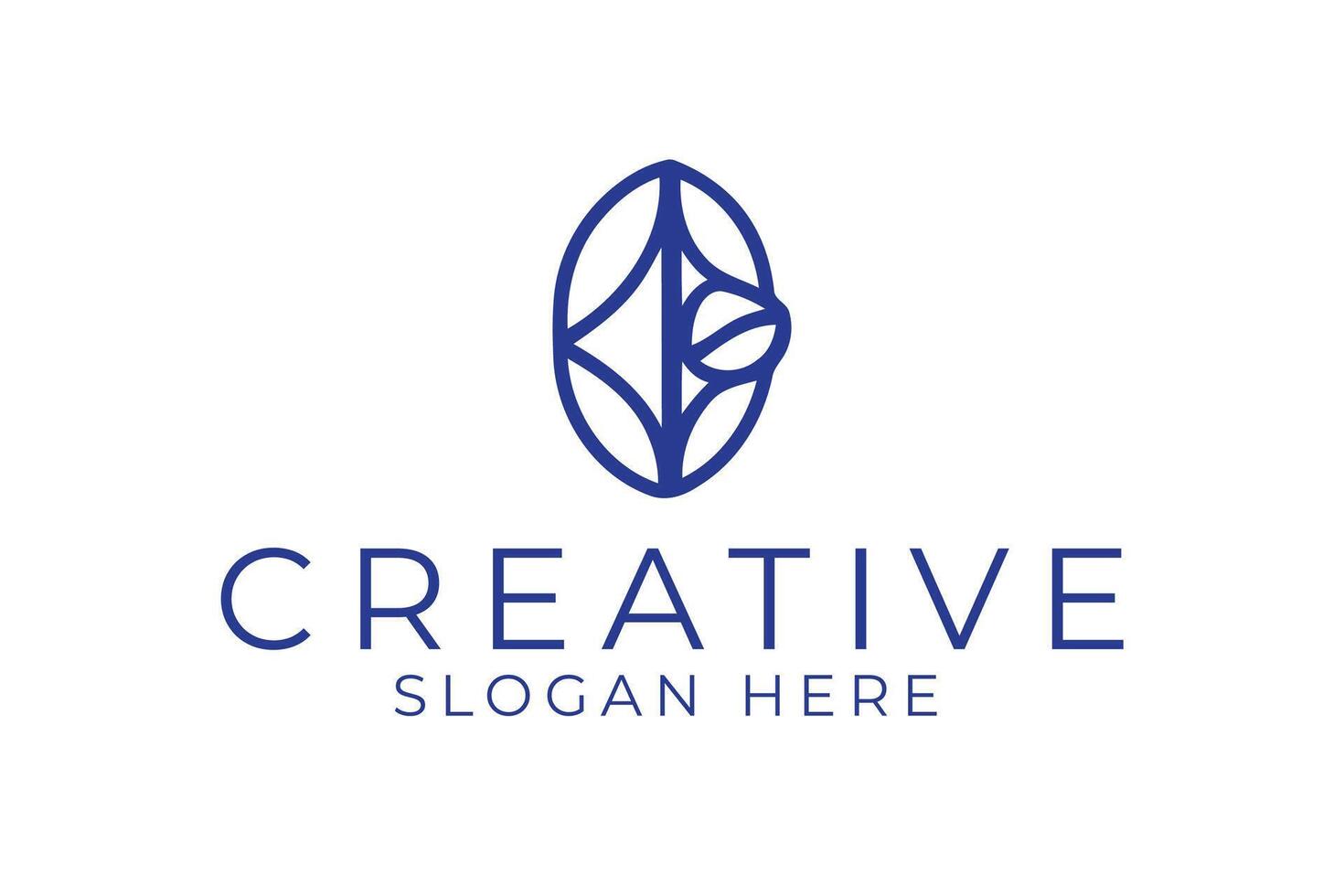 Elegant Minimalist Floral Template Blue art icon leaf line plant clean shape vector
