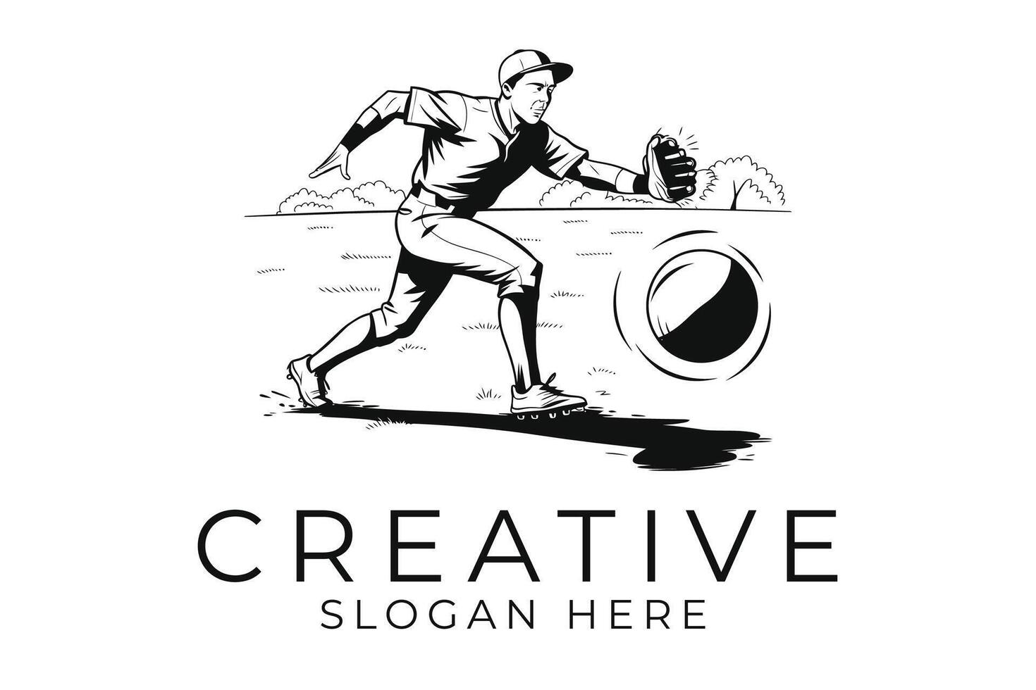 Baseball Player Action Dynamic Running Graphic game icon team fast field speed vector