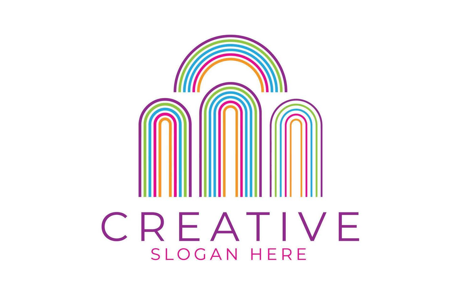 Colorful Rainbow Arch Modern Abstract art icon lines shape vector