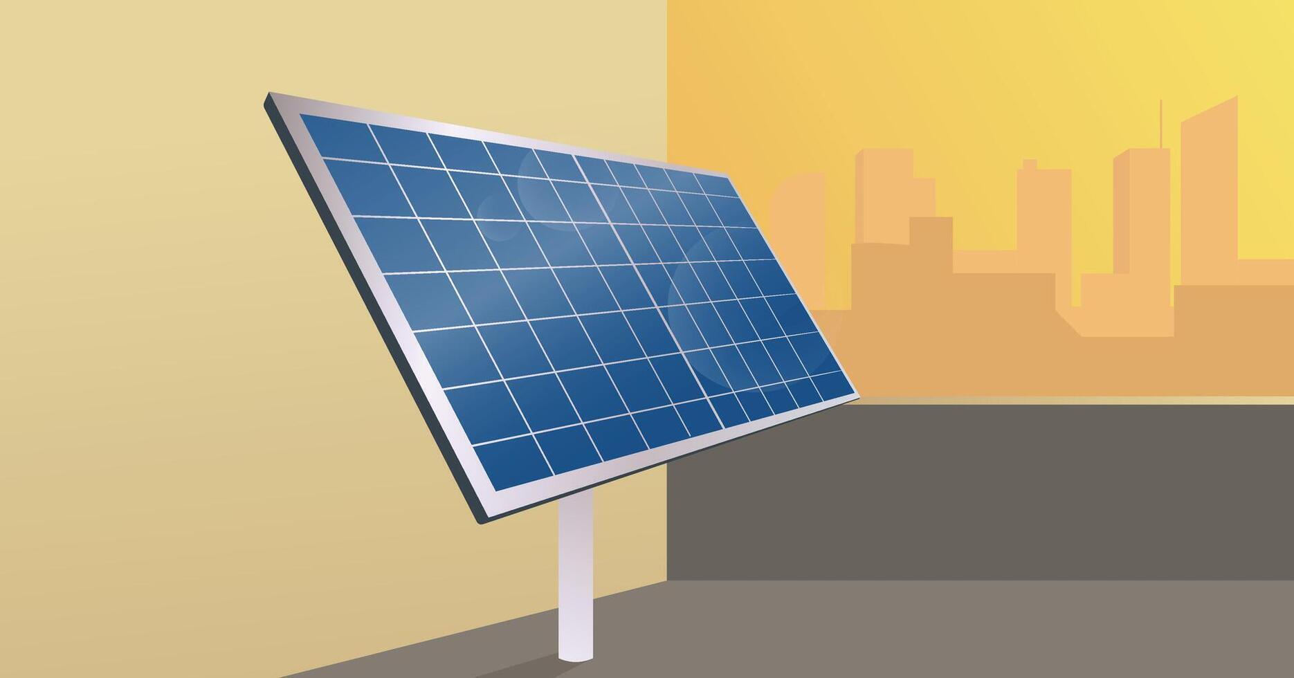 Cityscape solar palnels for save energy ecology concept vector