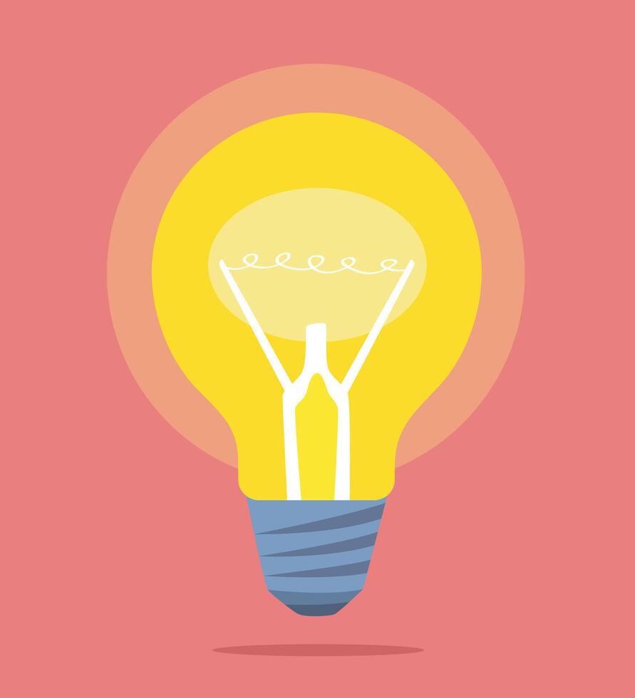 Image of a glowing light bulb. Light bulb hand drawn in cartoon style. Idea, idea, enlightenment, brainstorm, work, education. vector