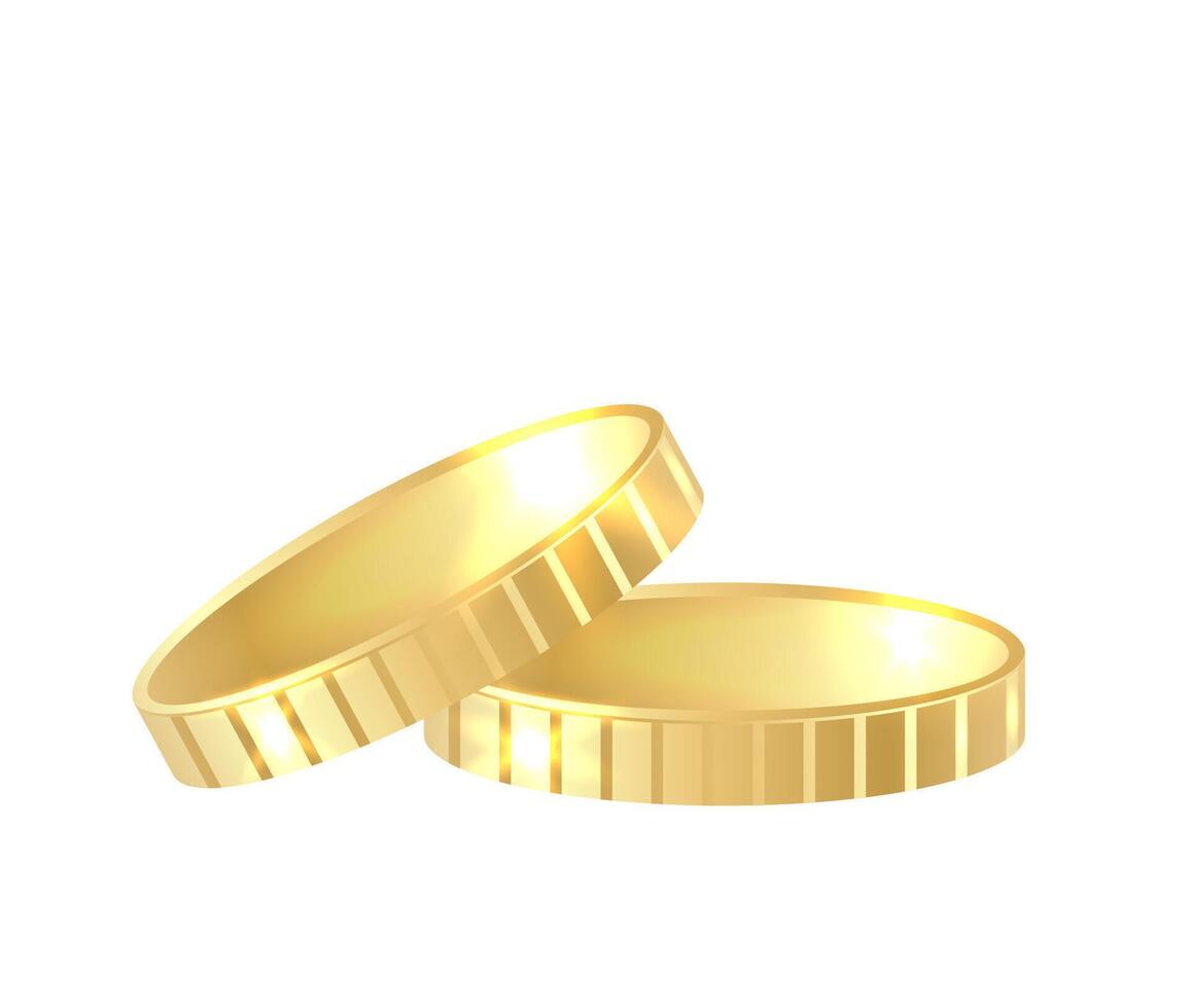 Realistic 3D golden coins. Jackpot, casino, poker, fortune elements. illustration on white background vector
