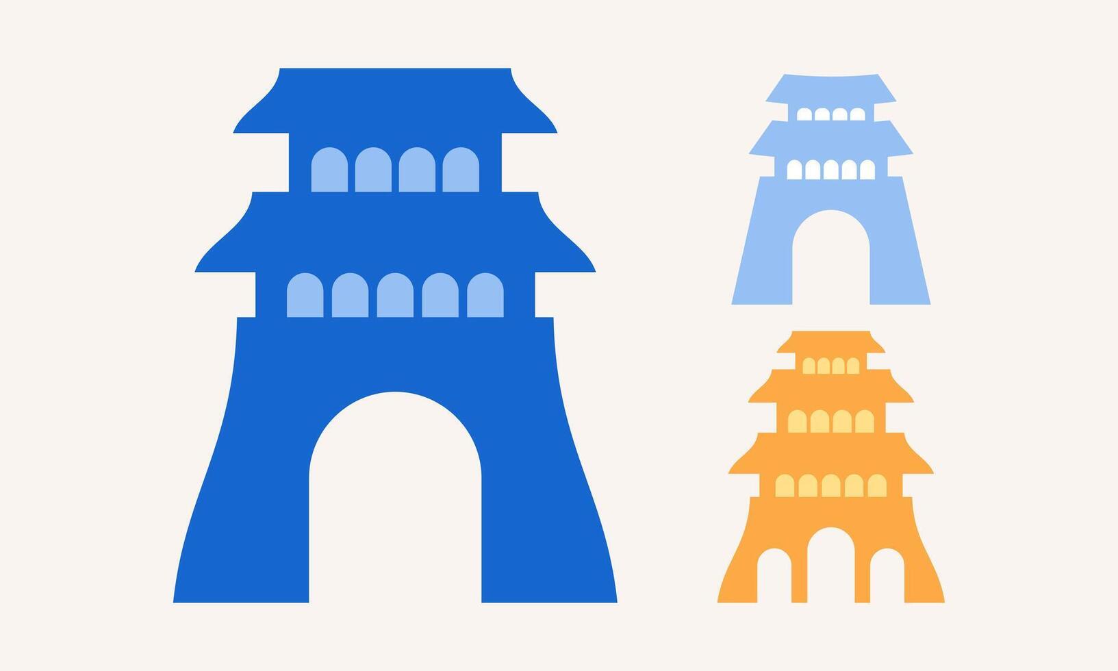 Pagoda Building Architectural Set vector