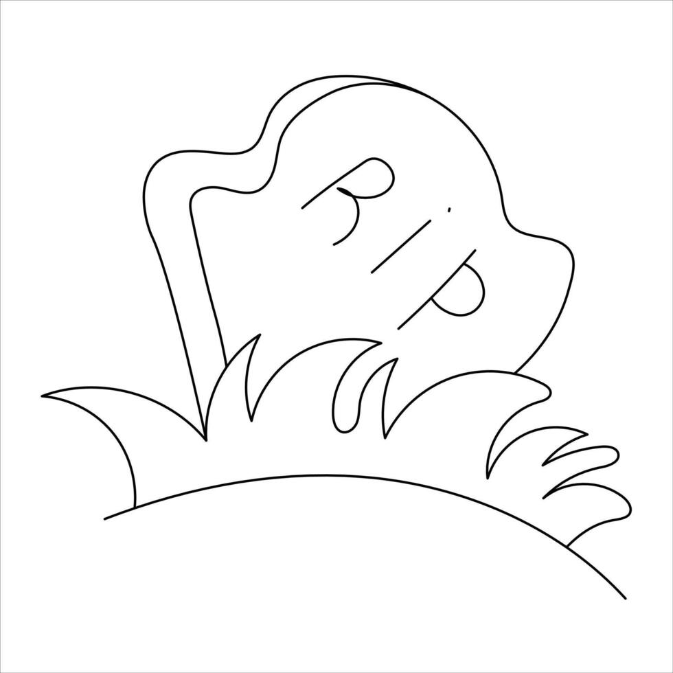 Doodle illustration of a tombstone with the inscription RIP. Simple black and white hand-drawn outline sketch, isolated. Halloween, funny scary stories. vector