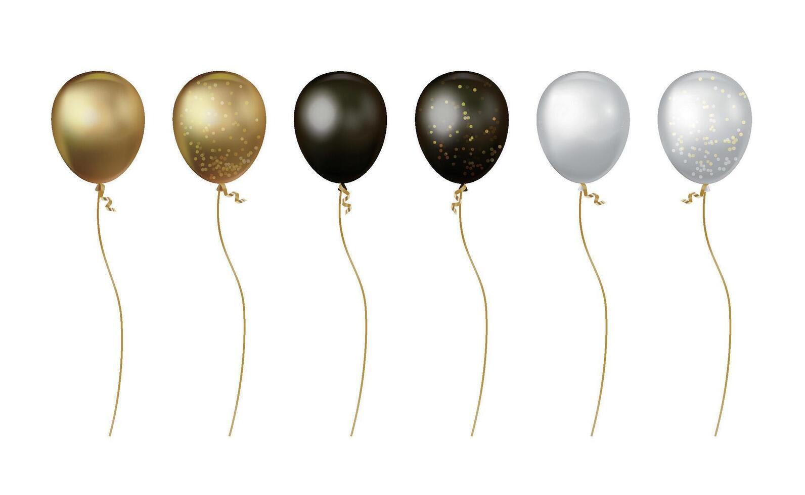Balloon set, gold, black, white, with glitter, suitable for festivals, parties, sales vector