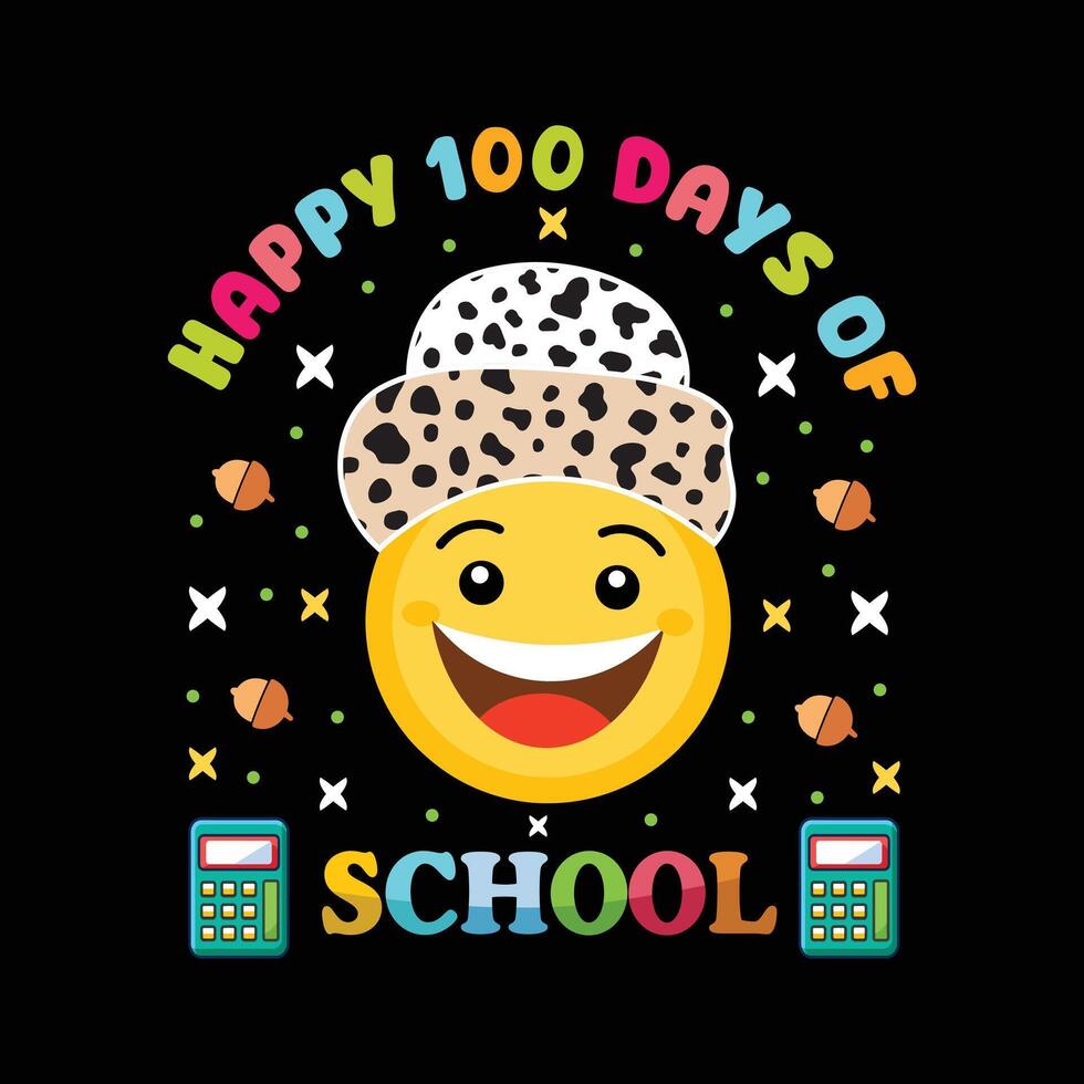 Happy 100 Days Of School, School Pride 100 Days Smarter T-shirt Design vector