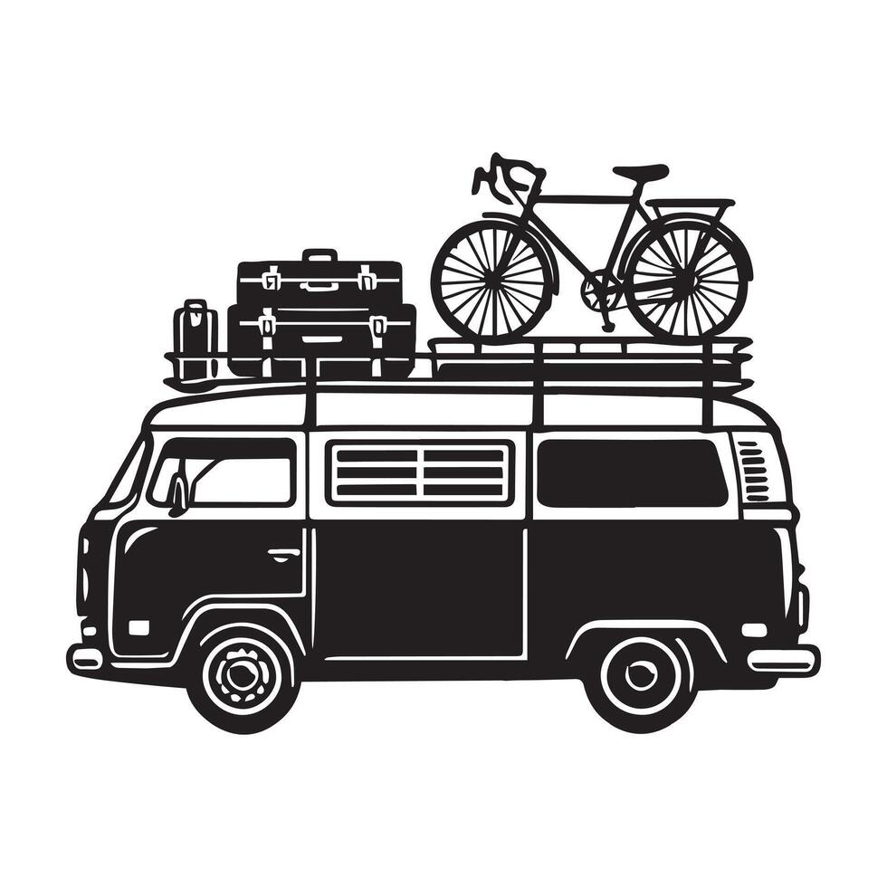 Distinctive Vintage Camper Van Art for Designers vector