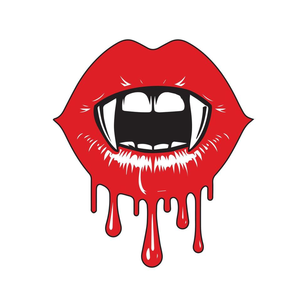 Blood dripping from the mouth of a vampire vector
