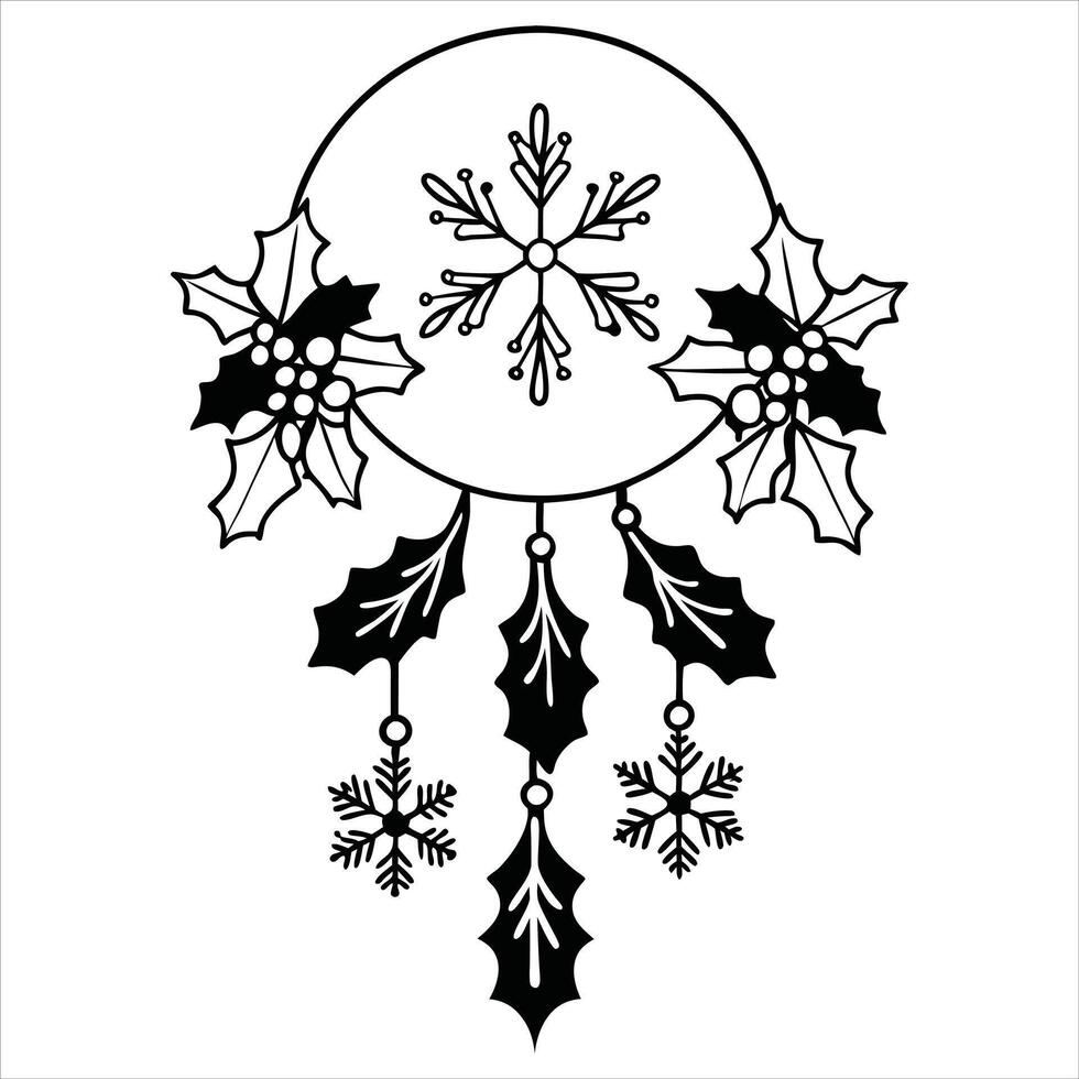 Dreamcatcher Silhouette with Natural Elements vector