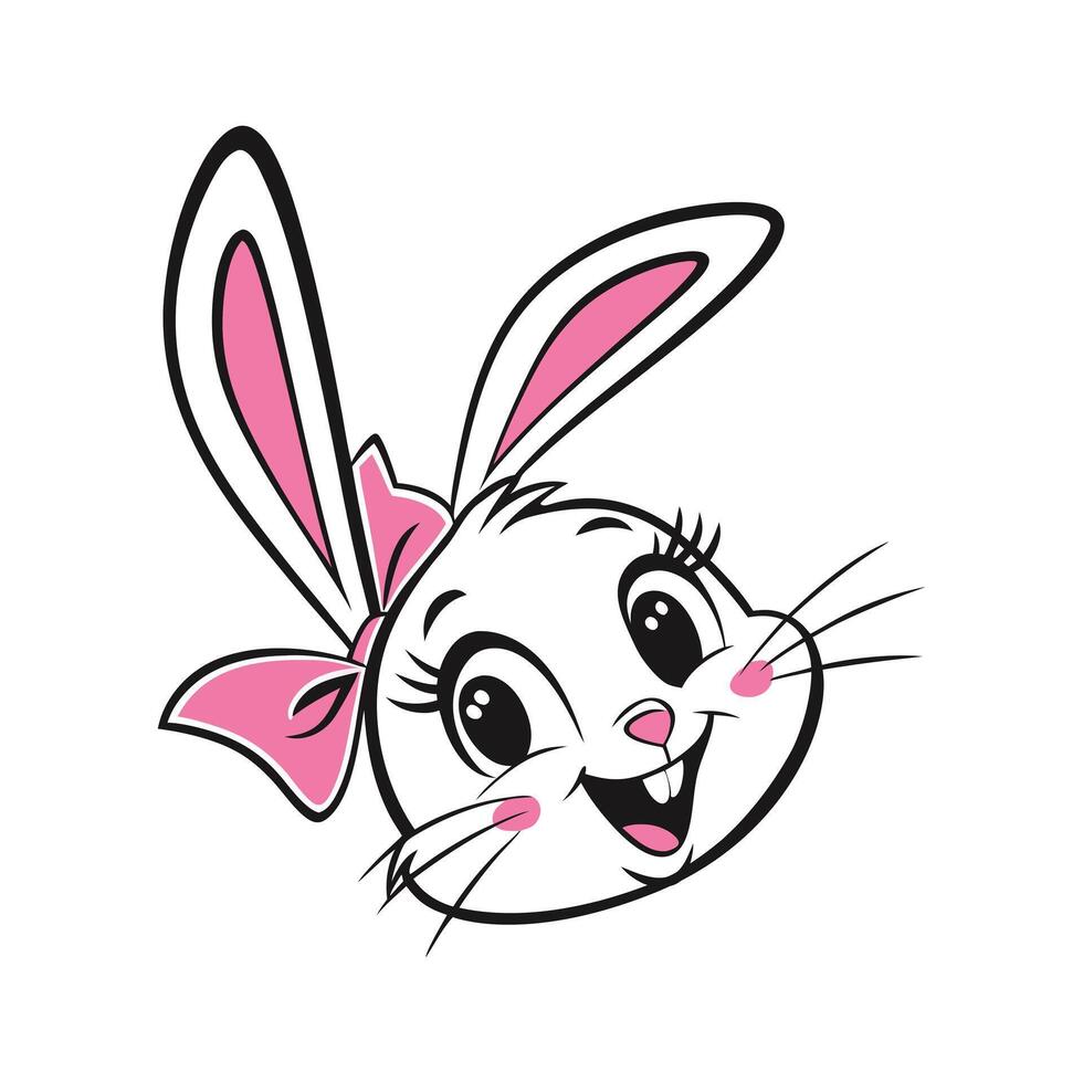 Adorable Easter Bunny with Pink Bow - Cute and Cheerful Illustration vector