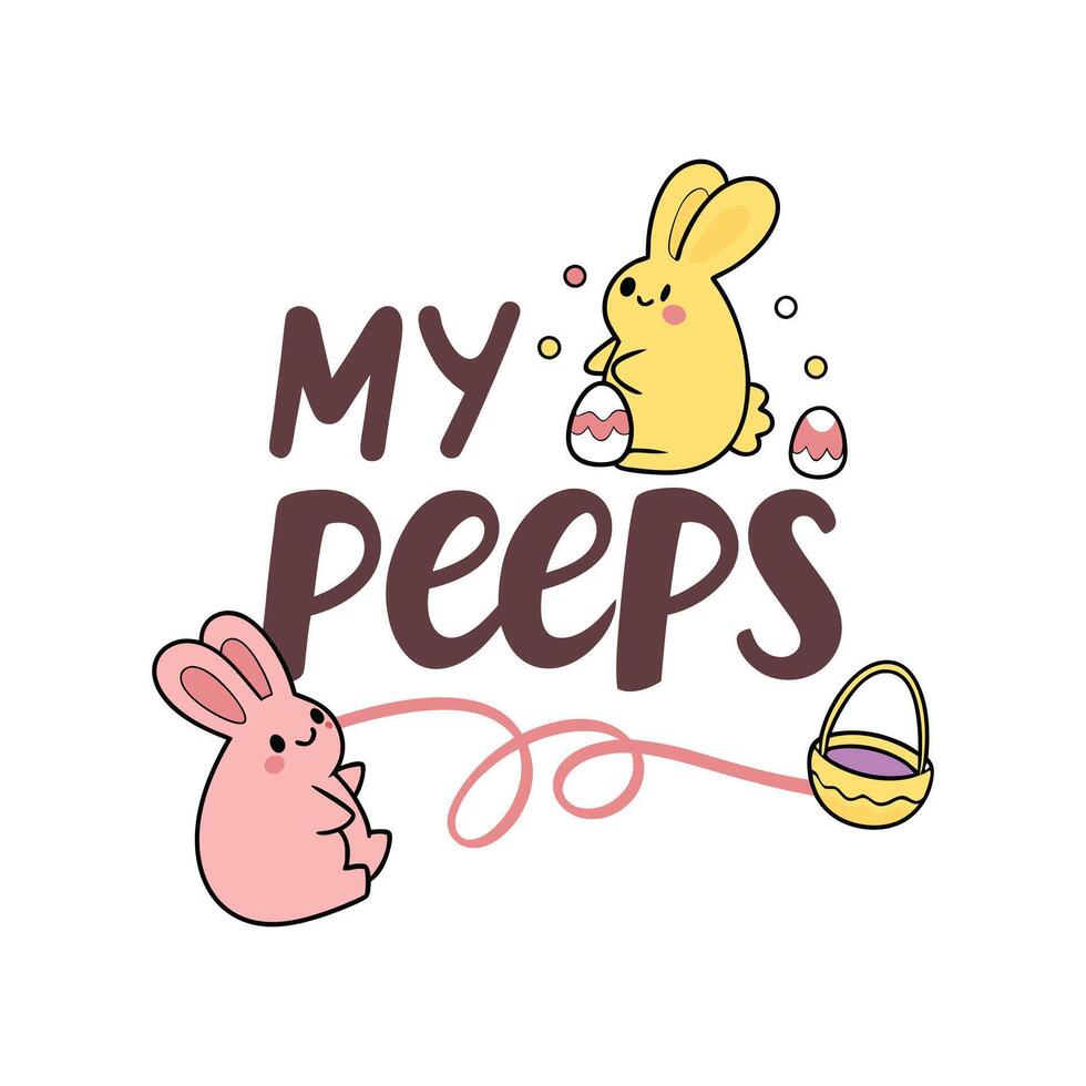 Easter Typography T-shirt Design Featuring a Cute Bunny vector