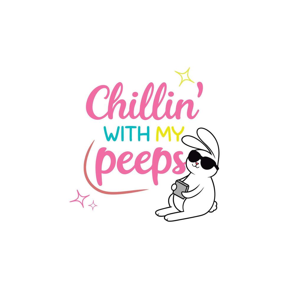 Bunny Themed Happy Easter Typography T-shirt Design for Sublimation vector