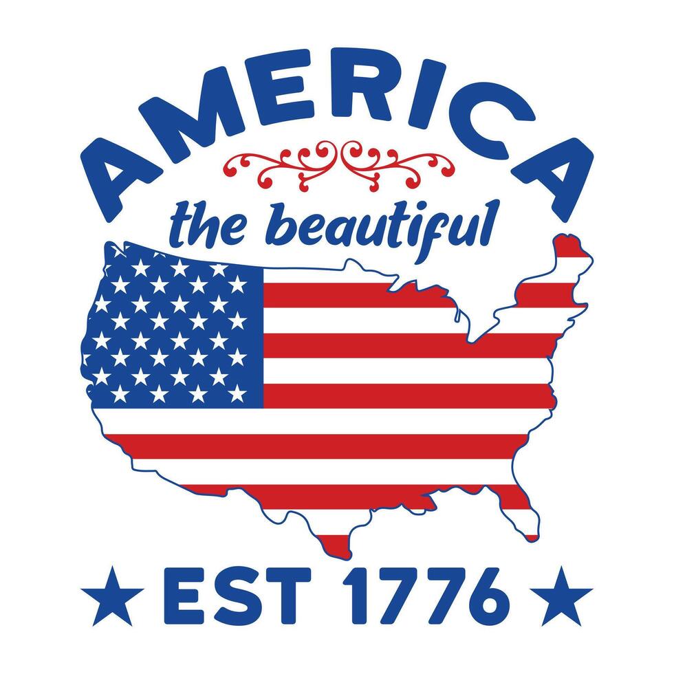 Patriotic T-shirt Design for 4th of July with USA Independence Day Typography vector