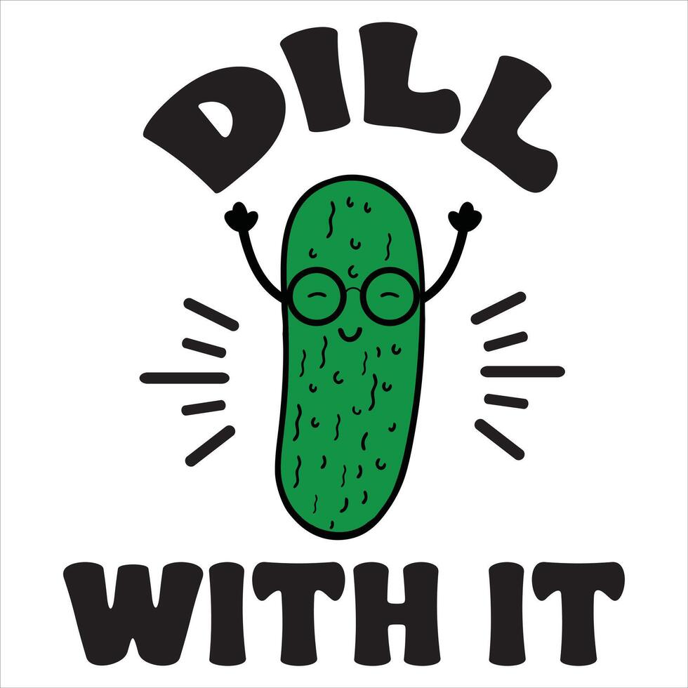 Creative Pickles Character T-Shirt with Pickled Cucumber Graphics vector