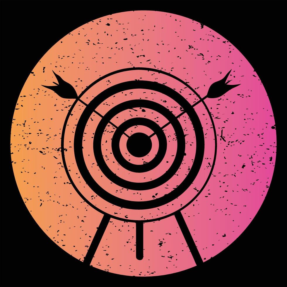 Vintage Archer Silhouette with Sunset in Archery Sport Design vector
