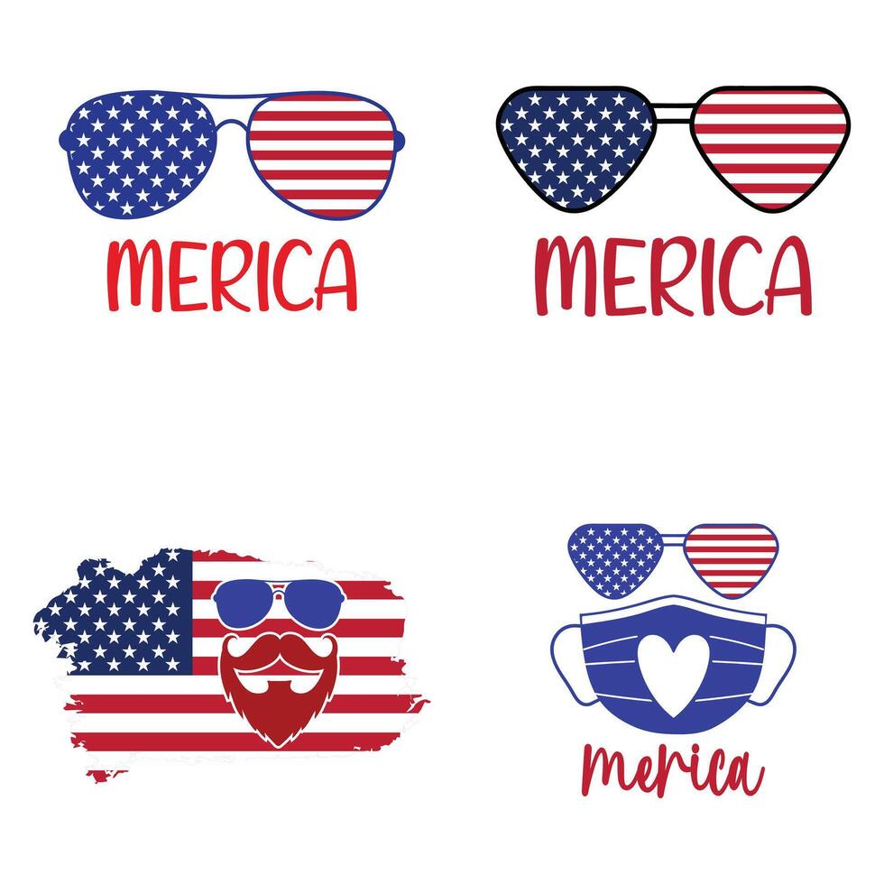 Patriotic Red, White, and Blue Mustache and Beard Artwork vector