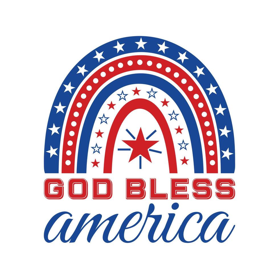 All American Typography Design with USA Flag and Fireworks for 4th of July vector
