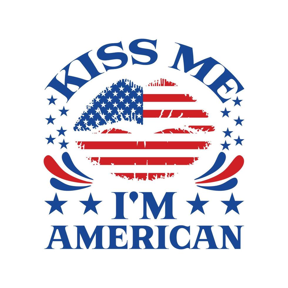 Patriotic Typography T-shirt for All American 4th of July with USA Independence Day vector
