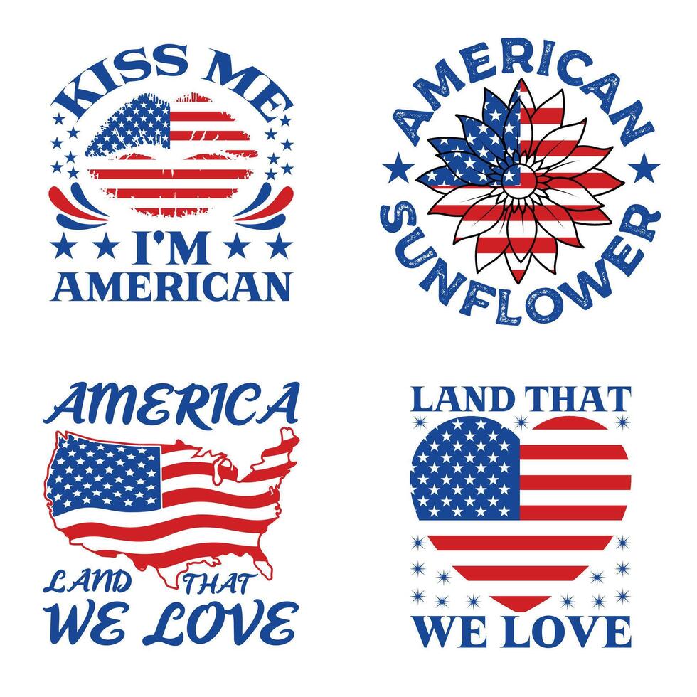 Celebrate 4th of July with All American USA Independence Day Typography Shirt vector