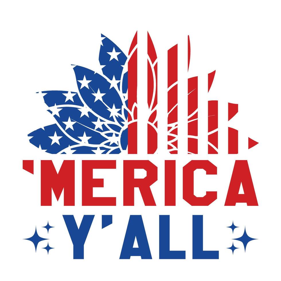 Celebrate USA Independence Day with 4th of July All American Typography T-shirt vector